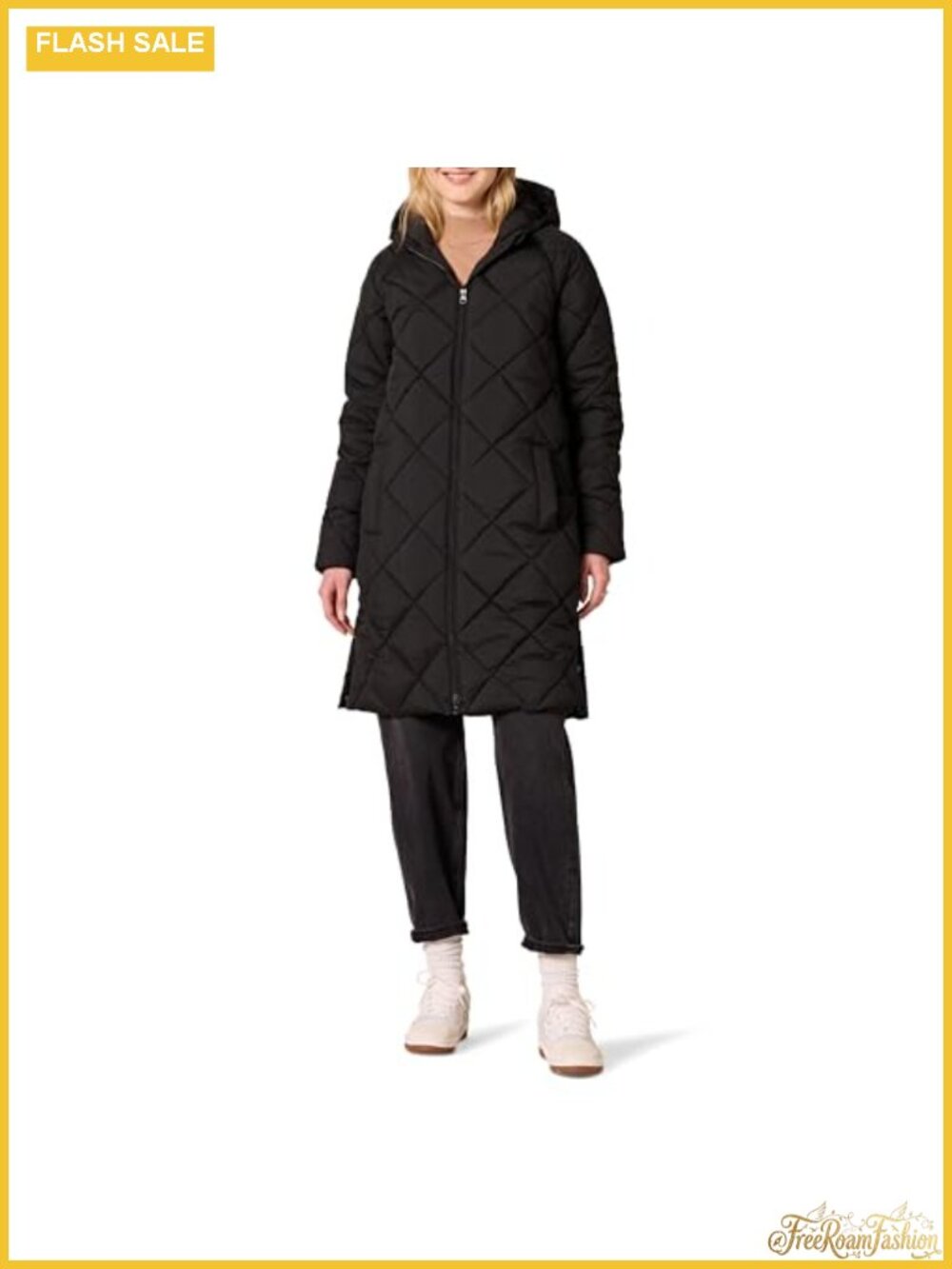 Womens Heavyweight Diamond Quilted Knee Length Puffer Coat